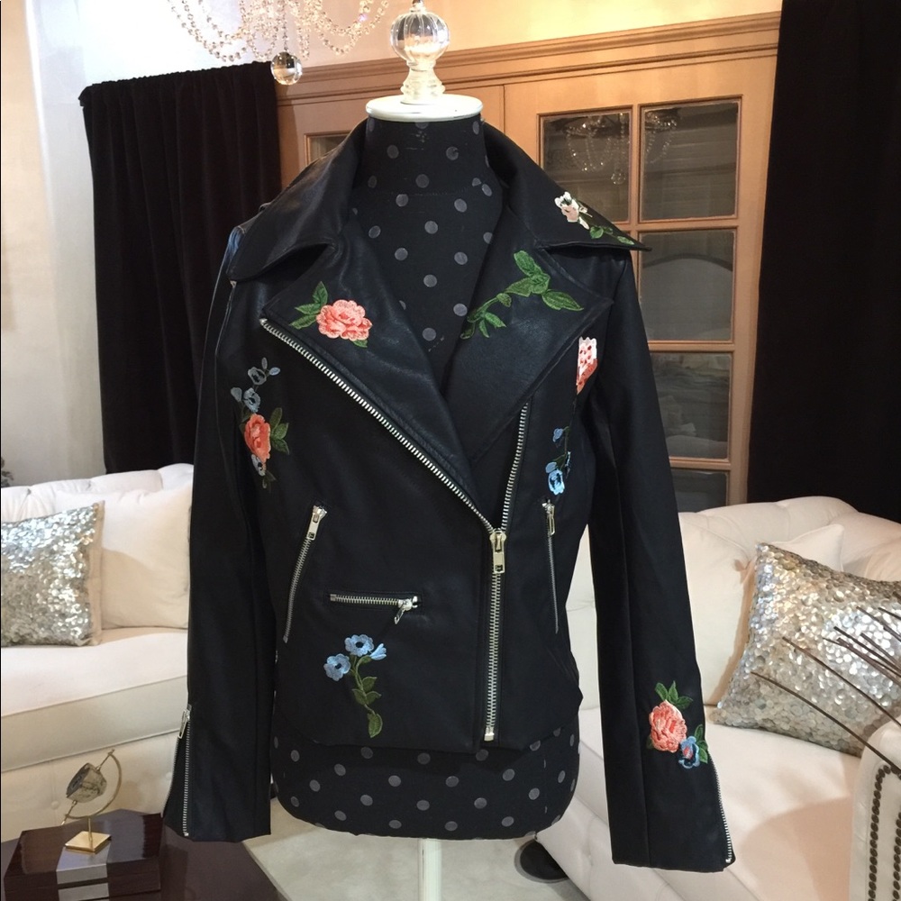 ❗️New Olivacious Faux Leather Embroidered Jacket